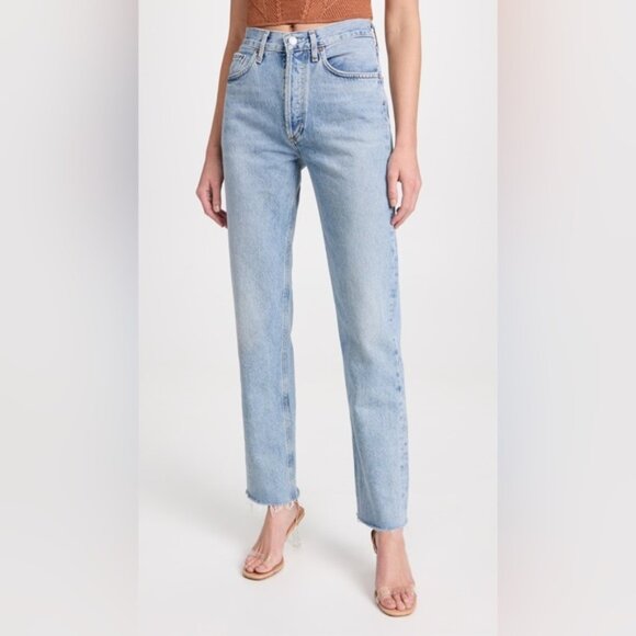 AGOLDE Lana Crop Mid Rise Vintage Straight Jeans - Picture 1 of 10